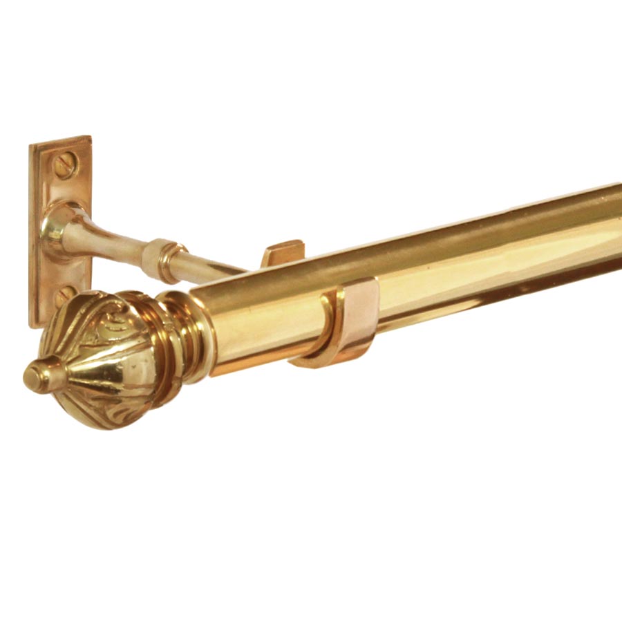 Gardinstång (1 meter) Odessa 1890 komplett (hållare & ändknoppar) mässing (bild för) Gardinstång (1 meter) Odessa 1890 komplett (hållare & ändknoppar) mässing